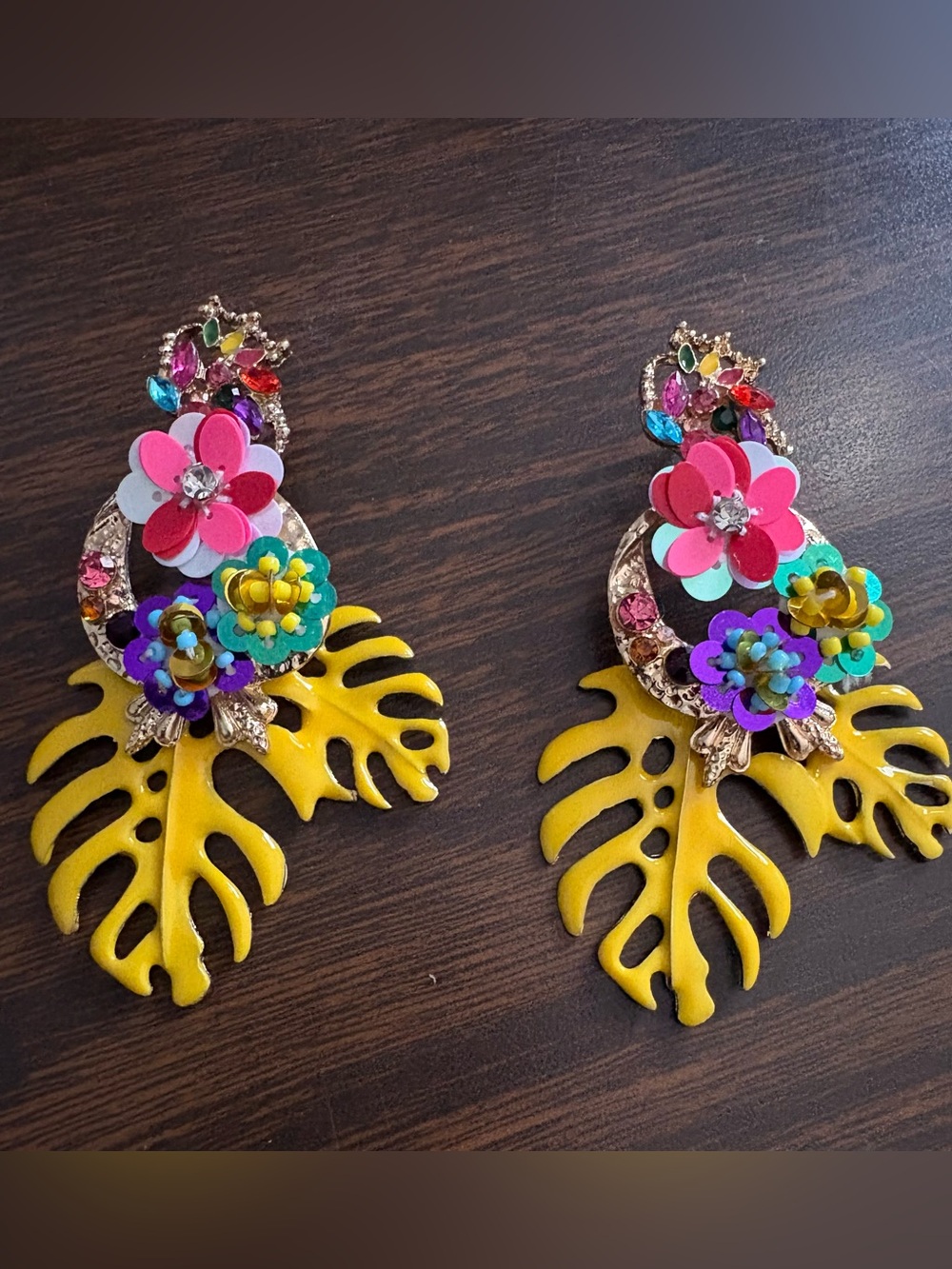 Bold Tropical Floral Statement Earrings
